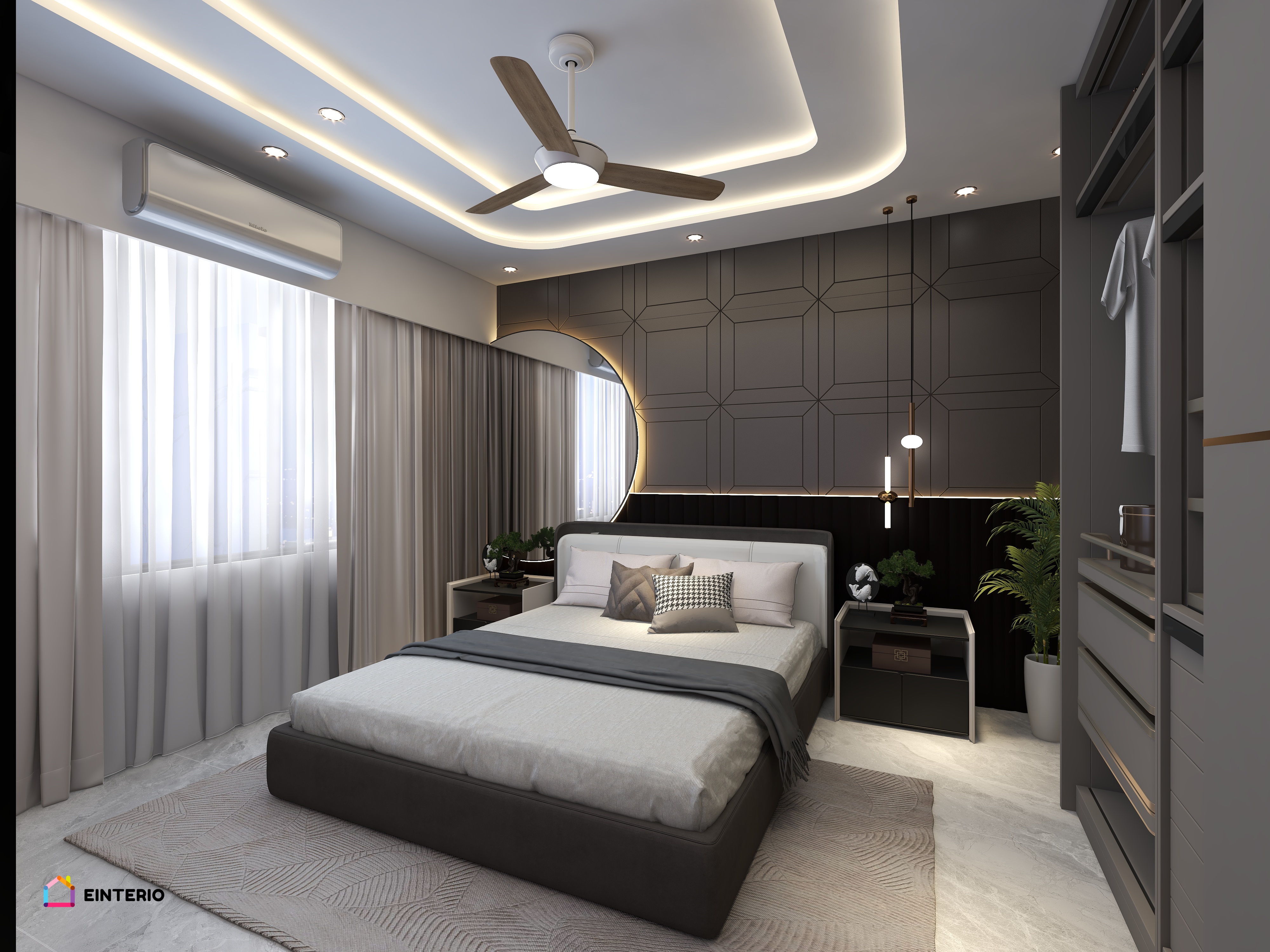Luxury theme black and grey master bedroom walkthrough